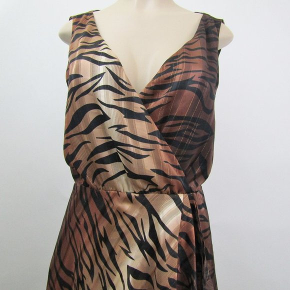 LPA tiger stripe animal Nikki  brown high low maxi dress Revolve size M - Picture 2 of 12